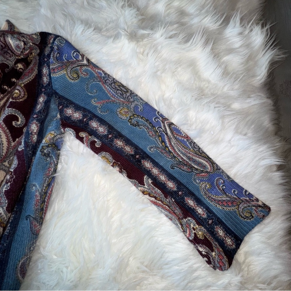 CHICO'S Paisley Print Long Open Front Shawl
Cardigan Tunic sz 2 US L / 12 - Picture 9 of 11